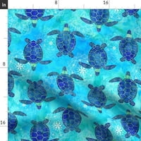 Памучен сатейн масив бегач, 72 - акварелни морски костенурки Мандала морска бохо синьо зелено застрашени видове животни акварелни печат персонализиран спално бельо с лъжица
