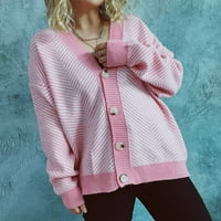 Guzom Cardigan пуловери за жени Разчистване- Пуловери за жени Модни ежедневни върхове върхове Нови пристигания розов размер 6