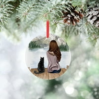 Желязо изкуство Персонализирано момиче и кучета Коледна висулка Коледна празнична декор