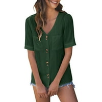 Forestyashe Blouses ризи за копче за жени Лято солиден къс пухка