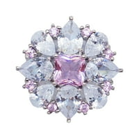 Keusn Pink Square Diamond Princess Ring Европейски и американски инкрустиран пръстен с круш