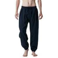 Jacenvly суитчъри за мъже Просверие дълги спортни панталони еластични талии с теглене джобни обикновени мъжки панталони ежедневни модни ивици панталони от средна тал