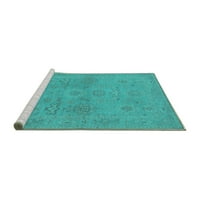 Ahgly Company Machine Wareable Indoor Rectangle Oriental Turquoise Blue Traditional Area Rugs, 2 '4'