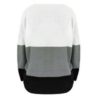 WHLBF пуловери за жени за жени, женски ежедневни сплайсинг от пуловер на блуза с дълъг ръкав с дълъг ръкав на рамото