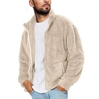 Yobecho Men Plush Sherpa Jacket Cardigan Wool Long Dleave Full Zip яке