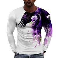 STAMZOD Мъжки орел ръчно рисуван модел ежедневни тениски с дълъг ръкав улични дрехи 3D животински печат хип хоп мъжки върхове плюс размер лилаво l