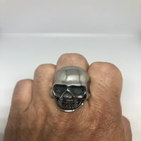 Винтидж готически сребърен череп от неръждаема стомана мъжки пръстен