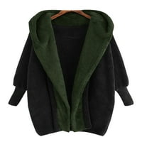 Bomotoo жени плюшени качулки с качулка хлабаво яке зима топло свободното време жилетка изхожда черно зелено s