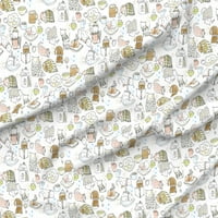 Spoonflower Fabric - Art Cat Kitten Coffee Tea Hot Hygge Есен отпечатана върху манкама тъкан край двора - Шиене на юрган Балви плюшени играчки