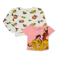 Дисни Цар Лъв момичета тениска с къс ръкав и суитчър, комплект от 2 части, размери 4-16