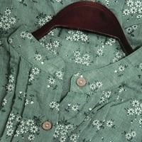 Дамски v врат плисирана флорална щампа с дълги ръкави ежедневни върхове тениски блуза блуза