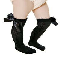 Binpure Baby Girls Knee High Socks, Cable Knit памучни чорапи с лък