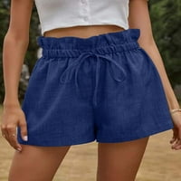 Cocopeaunt жени летни шорти за шорти за теглене, ежедневни удобни къси панталони с висока талия за жени, еластичен спорт Широко дъно на краката