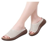 Gomelly Womens Slides Summer Kenge Sandal Peep Toe Sandals Неплъзнени ежедневни обувки Дами жени чехли кафяво 5.5