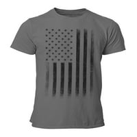 Premium Soft Ringspun USA Flag Retro Lightweight тениска въглен, XL