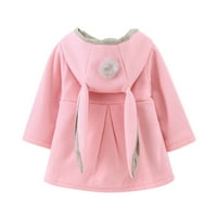 Палто за момиче бебе момиче малки деца Есен Зима дебели топло палто яке Връхни дрехи заек ухо сива врана суитчър розов размер 100