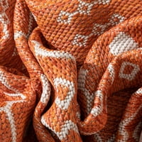 Добре Тъкани Оранжеви Вътрешен Открит Плосък Тъкат Купчина Скандинавски Решетка Модел Площ Килим