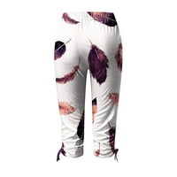 Женски удобни подрязани развлекателни панталони панталони Суитчъри Йога панталони бели s