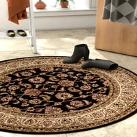 Добре изтъкания барклай сарук традиционен ориенталски панел черен 3'11 кръгъл килим
