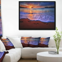 Art DesignArt Цветният залез над красив бряг Seashore Framed Canvas Art Print In. Широко инча високо