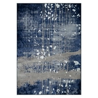 Момени абстрактни модерни килими, Синьо сиво, 3 '3 х5'