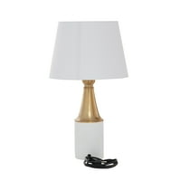 Космолинг от Cosmopolitan 21 Бяла лампа за маса с бял ленен нюанс