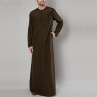 Simplmasygeni men clearance fashion pullover солидна риза мъже ежедневни дълги мюсюлмански робет араб