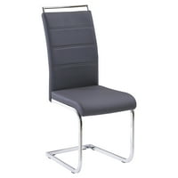 Най-добро качество мебели сив кожен стол с хромирани крака * * комплект от 2**