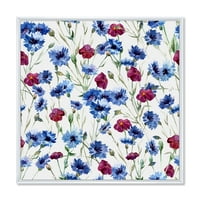 Дизайнарт' червени и сини диви цветя ' традиционна рамка платно стена арт принт