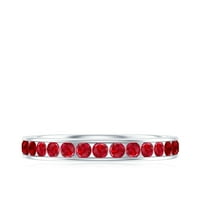 Лаборатория създаде Ruby Half Eternity Ring за жени, Sterling Silver, US 7.50