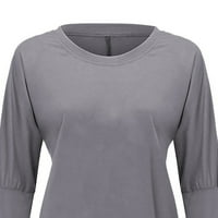Ризи с дълъг ръкав за жени върхове на небрежна мода O-neck солиден цвят пуловер блузи за жени