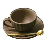Farfi Set Dollhouse Coffee Cup реалистична сплав миниатюрна чаена чинийка Spoon Set модел орнамент за микро пейзаж