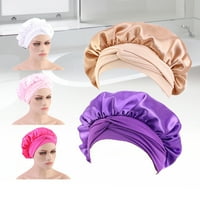 Farfi жени солидна сатенена стилна еластична копринена шапка за сън за коса за коси