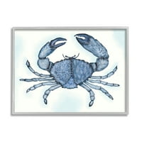 Ступел индустрии сини раци нокти Морски Живот ботанически модел графично изкуство сива рамка изкуство печат стена изкуство, дизайн от Дарлийн Сийл