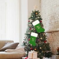 Aosijia Monogram Коледна чорапа Голяма кадифе със супер мек плюшен маншет бродирано писмо зелено за коледен празник Коледа подарък
