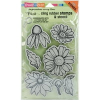 Stampendous Fran's Cling Stamps & Stencil 5 x7 -Mainy Mix, PK 1, Stampendous
