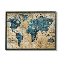Ступел индустрии Реколта абстрактен дизайн на световната карта в рамка Джикле текстурирано изкуство от Арт лицензионно студио