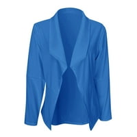 Kpoplk Womens Blazer за работа ежедневно бизнес облекло отпечатан бутон с дълъг ръкав от кардиен палто отгоре синьо, s