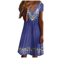 Женски рокли Етнически стил отпечатайте разхлабени еластични цветни рокли дълги рокли официални, лилави 2xl