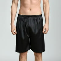 Пижама Панталони За Мъже Лято Плътен Цвят Ежедневни Прави Ластик Шорти Удобни Пижама Панталони Черно