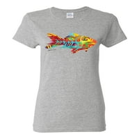 Цветна Дъга Златна Рибка Животински Любовник Дамски Графичен Тениска, Хедър Грей, Средно