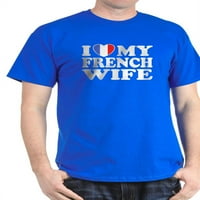 Cafepress - Обичам френската си съпруга тъмна тениска - памучна тениска