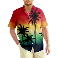 Хавайска Риза Палмово Дърво С Къс Ръкав Летен Плаж Случайни Бутон Надолу Алоха Риза Деца Възрастен Размер