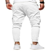 Мъжки карго джогинг панталони атлетични конусни панталони шнур ластик плътен анцуг с джобове За Мъже