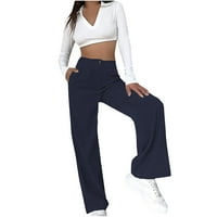 Товари панталони за жени на клирънс мода на жените тънък годни удобни Плътен цвят джоб случайни изгорени панталони