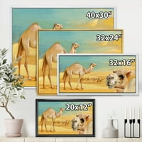 Дизайнарт 'камили в дивата пустиня' Ферма рамкирани платно стена арт принт