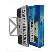 Директно евтина клавиатура 54-клавишно електронно цифрово пиано с държач за бележки и променливотоков адаптер, Сребро