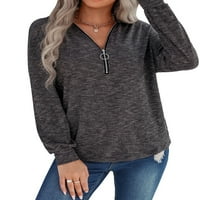 Въздух женски цип цип пуловер отгоре капка рамо батвинг ръкав блуза ризи