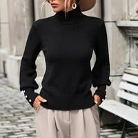 AWDENIO Зимен пуловер за жени върховките на женския моден небрежен цвят дълъг ръкав кръгъл пуловер