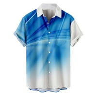 Риза за копче за мъже Хавайски стил спокойна форма на 3D лъч Цифров печат с къс ръкав Превръщане на яка топ блуза Уютно бързо изсушаване